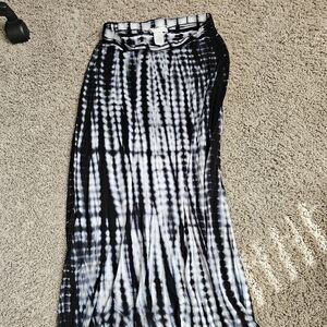 Black And White Tie Died Maxi Skirt